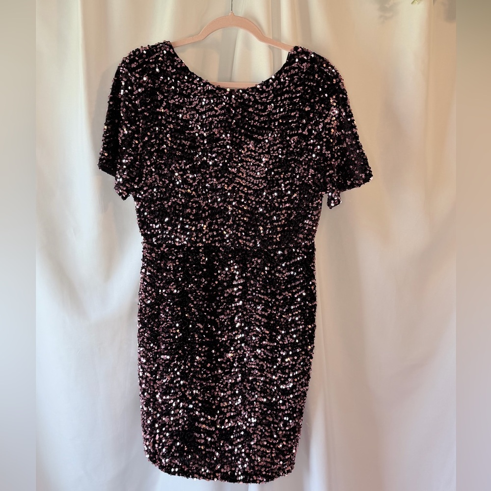 F&F Black Sequin Mini Dress with Pink Shine